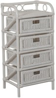 Rattan-Kommode Badregal 4 SchubfäCher Aus Echtem Rattan 46 Cm Breit (Weiß)
