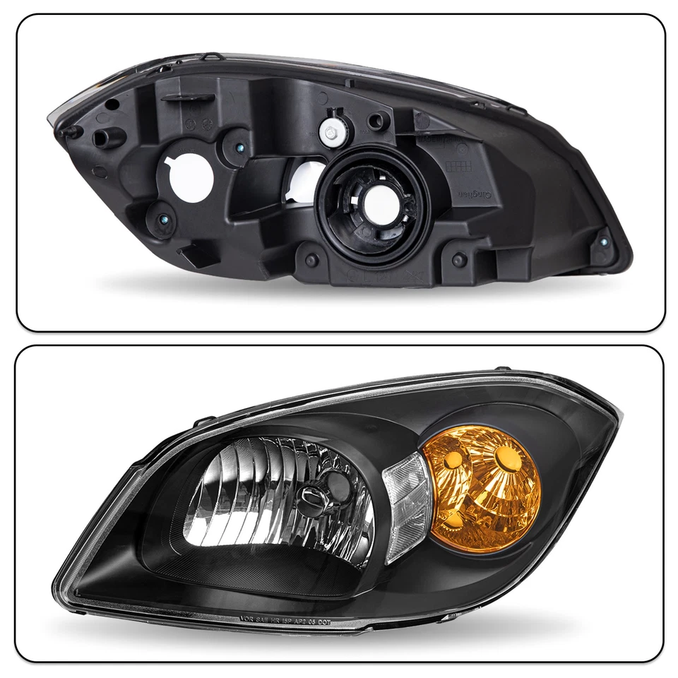 Faro transparente negro para Chevy Cobalt 07-10 Pontiac G5 05-06 Pursuit 2005-2010 Foto 3 de 4