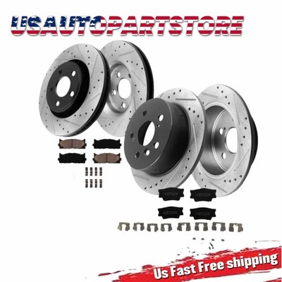 11.65''Front And Rear Drilled Rotors Ceramic Brake Pads For Lexus ES350 2007-2012