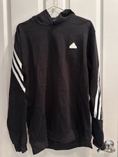 Adidas Men's Future Icon 3-Stripes white Hoodie, Size LARGE