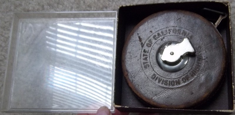 Division of Highways Lufkin Rule Co Leather Covered Tape 50ft. State Of Calif.