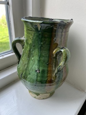 Marokkanische Vintage Kanne Tamegroute grün glasiert