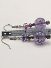 Artisan Handmade Lampwork Glass Bead Dangle Earrings Lavender Purple Iridescent — photo 7
