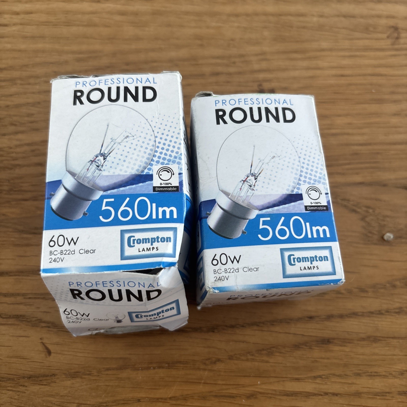 2X Golf Ball' Bulb Round Crompton Lamps 240V 60W, Clear BC- B22d R71