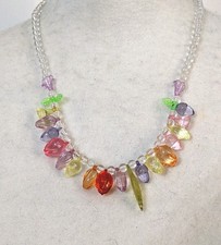 Vintage Clear Lucite Fruit Salad Necklace Pastel Multicolor Midcentury unsigned