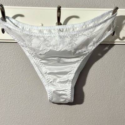 Sissy Panties for men Size XL. Super Soft Shimmery White Silk Lace Panties