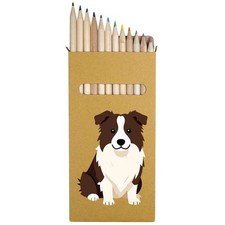 12 x 'Simple Border Collie' Long Colour Pencils PE00088069