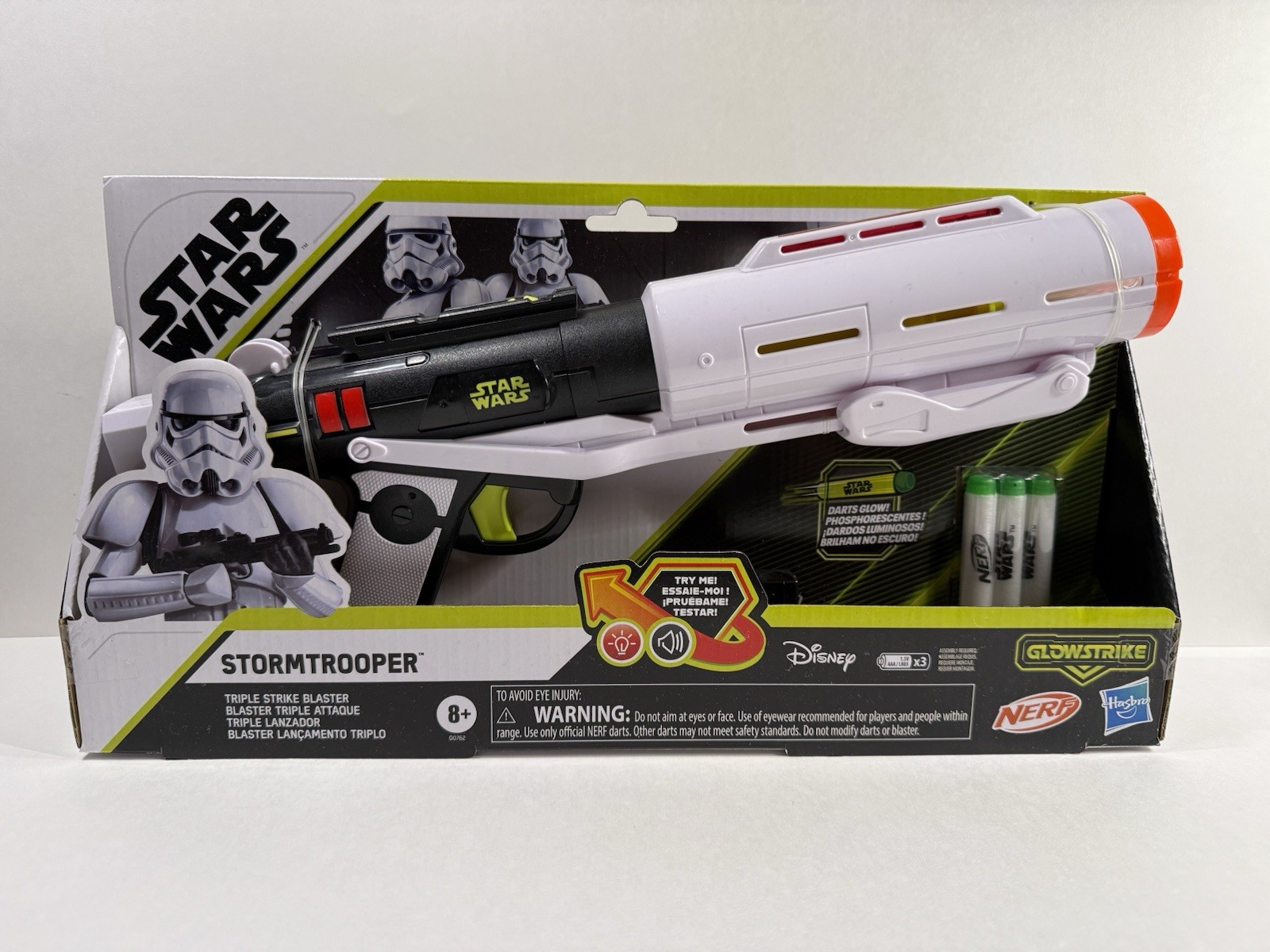 Hasbro Disney Nerf Glowstrike Star Wars Stormtrooper Triple Strike Blaster