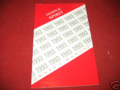 1993 DODGE SPIRIT OWNERS MANUAL 93 NEW NOS - Picture 1 of 1