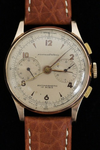 Vintage MONTAGNE 18K Gold \u0026 Sterling Silver 1950's Manual Wind Chronograph  Watch | eBay