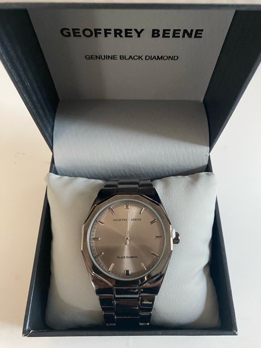 Silver Geoffrey Beene Genuine Black Diamond  For Men