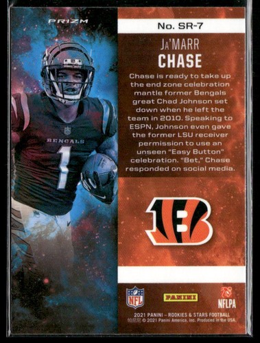 2021 Rookies & Stars #SR-7 Ja'Marr Chase Stellar Rookies Red Prizm red hyper - Picture 2 of 2