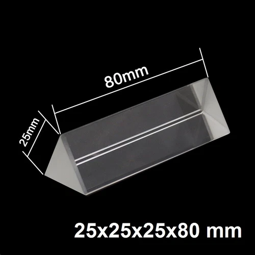K9 Optical Glass Crystal Clear Prism 8cm Triangular Prism Light Physics Spectrum - Picture 2 of 7