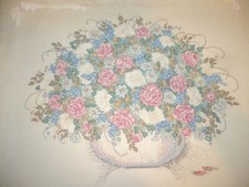Flowers Finished Completed Handmade Counted Cross Stitch Picture