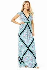 NWT $248 Lilly Pulitzer Roselle Let’s Get Wild Knit Flutter Slv Maxi Dress Sz 6