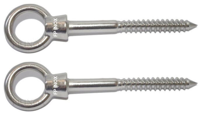 Anneaux à Tige Filetée En Inox 316 - Lot De 2, Longueur 120 Mm, Piton 10 Mm