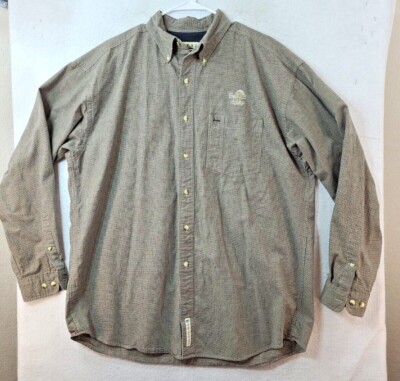 Gear for Sports Mens XL Beige Check Emerald Bay Logo Long Sleeve Shirt 