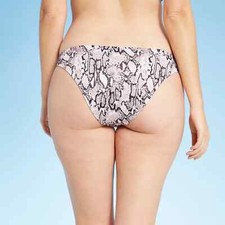 Women's High Leg Extra Cheeky Bikini Bottom Shade  Shore Snake Print Size Large