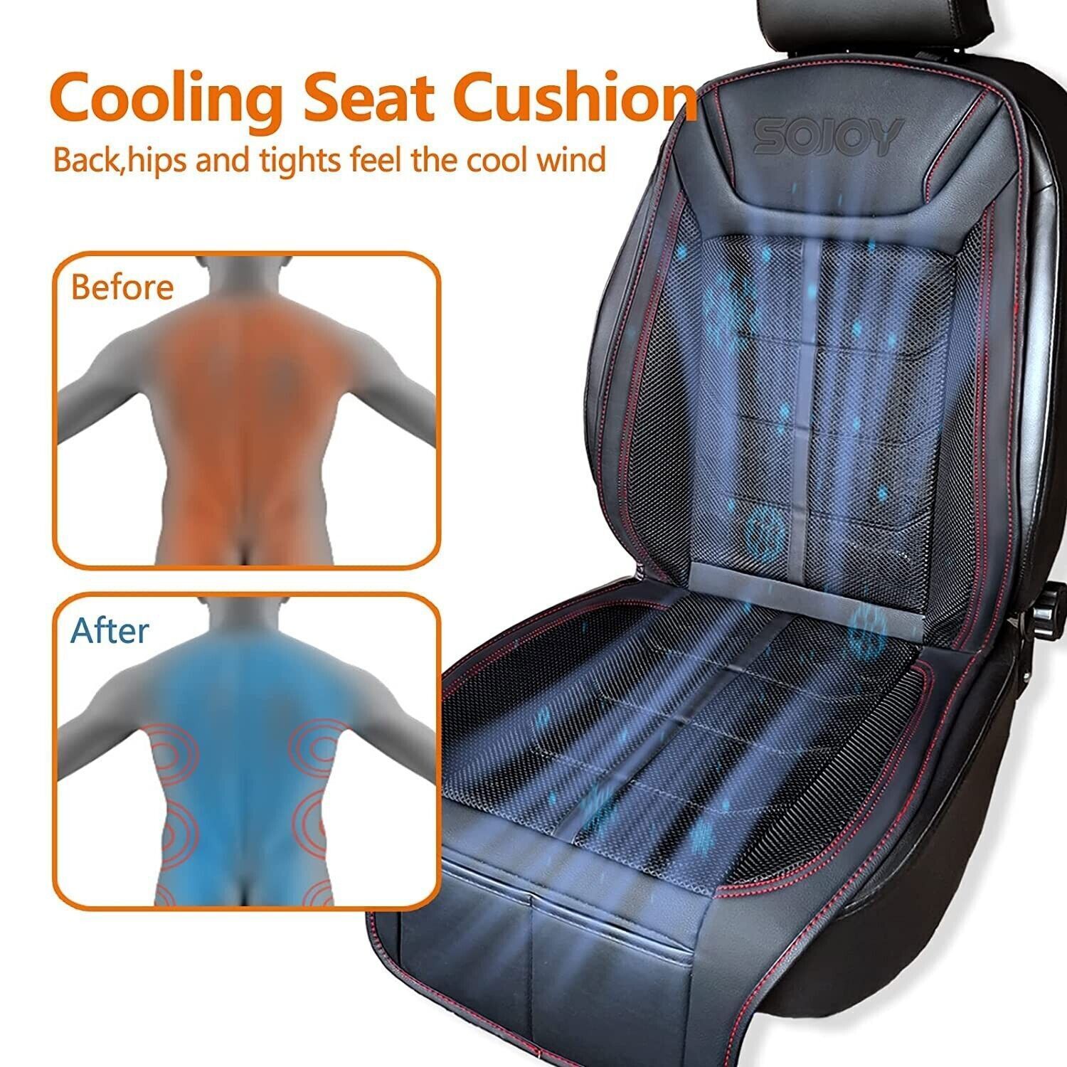 Sojoy Cooling Car Seat Cover/Cushion with Headrest
