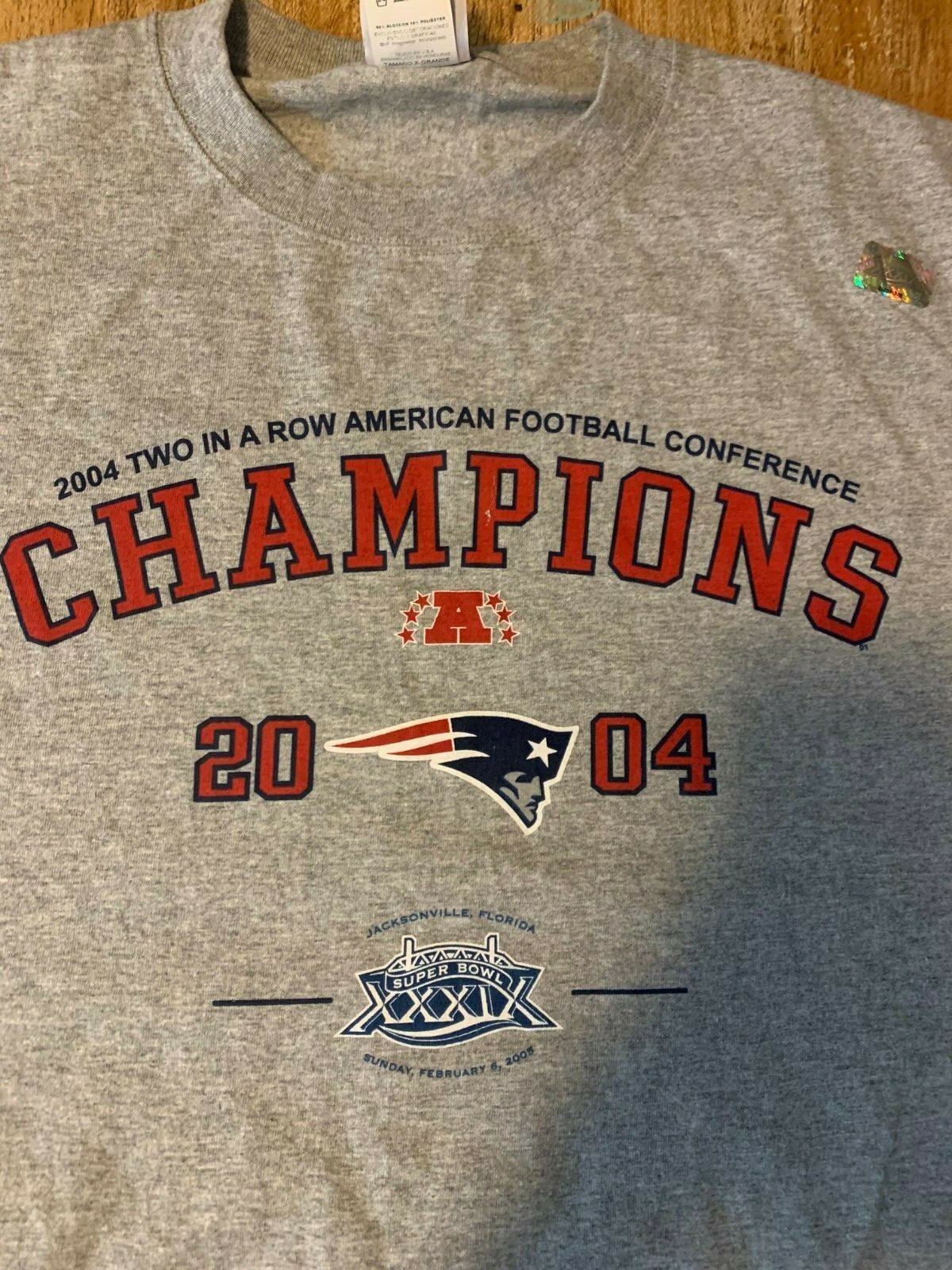 Maglia Vintage 2004 New England Patriots Due in Fila AFC Champions TAGLIA XL