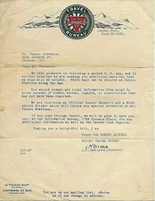 VINTAGE 1931 CONOCO GAS/OIL TRAVEL BUREAU ADVERTISING LETTERHEAD, DENVER, COLO.