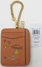 NWT AUTH COACH x OBSERVED BY US Zip Card Case Pebbled Leather Faded Orange CU404
