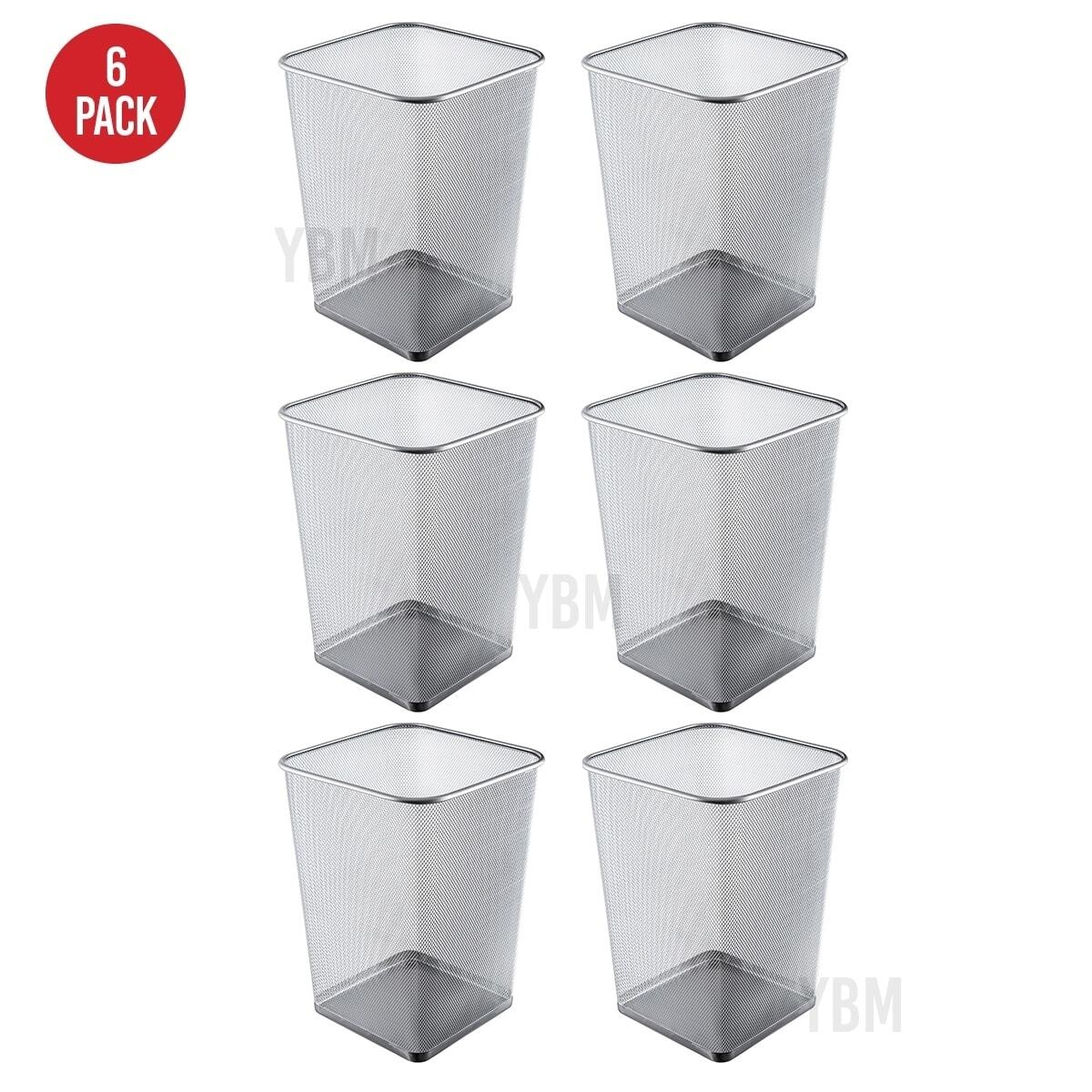 Ybm Home Steel Silver Mesh Square Open Top Waste Basket Wire Silver