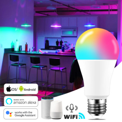15W WIFI Smart Light Bulb E27 LED RGB Lamp Work with Alexa/Google Home 85-26