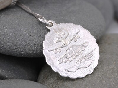 Sterling Silver St Saint Christopher Pendant / Medallion Travel Necklace British