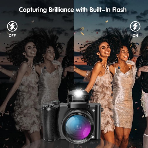 5K Digital Camera for Photography, 64MP Touch Screen Autofocus Vlogging Camera w - Picture 6 of 12