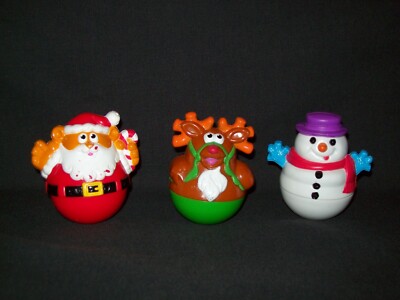 Playskool Weebles Christmas Holiday Wobble Figures Santa Snowman Reindeer Hasbro