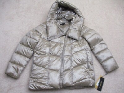 Donna Karan Women's Large Down Puffer Jacket Asymmetric Zip Up