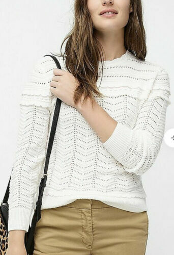 J. Crew Ivory Pointelle Scalloped 