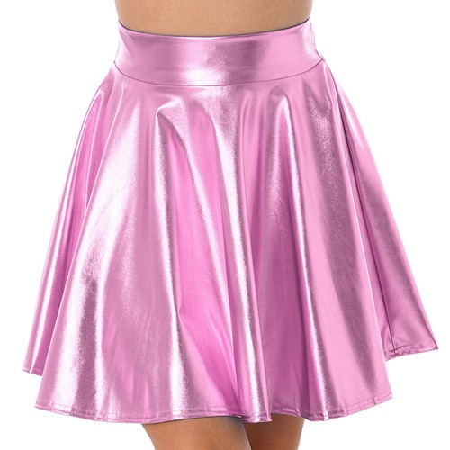 Minifalda metálica para mujer brillante holográfica cintura alta baile fiesta ropa de dormir - Imagen 64 de 90