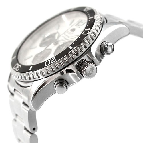 Orologio Uomo Orient Mako RN-TX0203S Panda Quadrante Bianco Cronografo Analogico Solare NUOVO - Foto 3 di 11