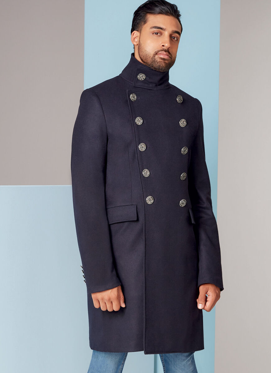 Vogue Mens Double-Breasted Coat w/High Stand Collar Pattern Vogue Mens Double-Breasted Coat w/High Stand Collar Pattern
