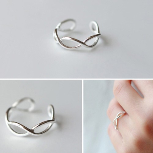 Genuine Sterling Silver Heart Star Solid Band Lady Girls Stacking Cuff Midi Ring - Picture 11 of 106