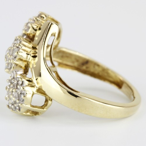 Vintage 10k Gold Triple Diamond Cluster Ring - Picture 3 of 7