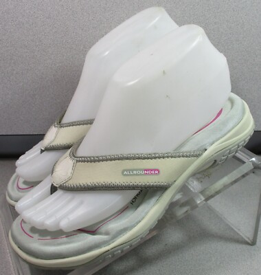 ELIZA LARMSSA60 WOMEN SHOE 7 M(EURO 37) BEIGE NYLON THONG ALLROUNDER BY MEPHISTO
