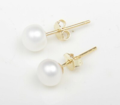 Genuine 3-13 mm Freshwater Pearl 18K Gold Stud Earrings Sterling Silver Gift