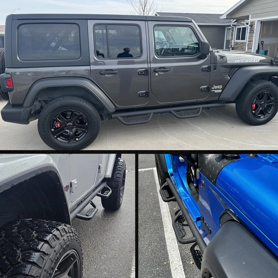 For 2007-2018 Jeep Wrangler JK 4 Door Nerf Bars Running Boards Side Step - Image 2 of 4