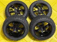 OFFROAD Tire Set BLACK 4PCS Square Drive For FG Smartech Duratrax Carson 1/5 RC