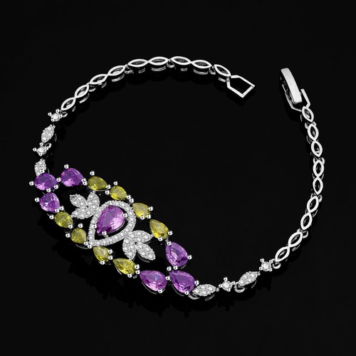 Luxury Color 4-Piece Zirconium Jewelry Set | Necklace, Earrings, Ring & Bracelet - Bild 3 von 4