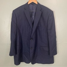 Ralph Lauren Executive Fit Plaid Blazer 100 Wool Navy Blue Men Sz 52R Sport