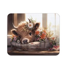 Rustic Floral Highland Cow Mouse Pad for Desk, Highland Cow Gifts, Farmhouse ...