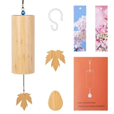 Bamboo Wind Chimes for Outdoors Meditation Zen Windchime Memorial Wind Chimes...