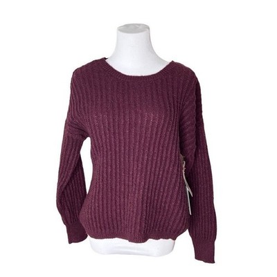 Belle du Jour Burgundy Ribbed Soft Cozy Sweater Cross Bar Back LARGE NWT SALE