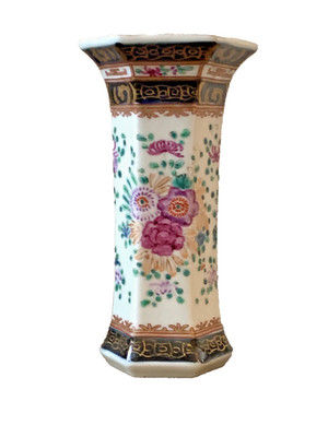 Antike Edme Samson Paris Französische Blumen Porzellan Sechseckige Knospen Vase