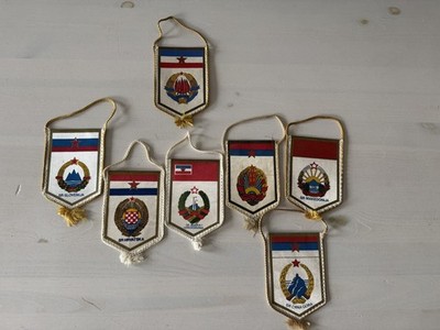 Original Wimpel Wappen Flag Jugoslawien Yugoslavia SFRJ alle Republiken