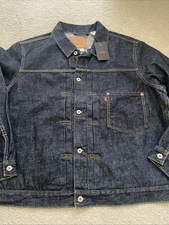 LEVI'S Men’s 2XL Trucker Premium Denim Blue With White Thread Color Jean Jacket
